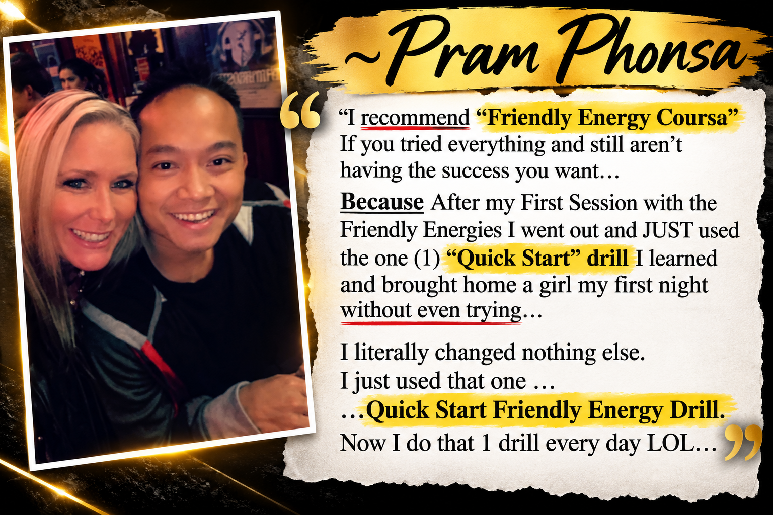 Pram Phonsa testimonial about the Friendly Energy Course